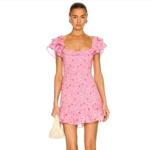 LoveShackFancy Kodie Pink Ruffle Mini Dress
